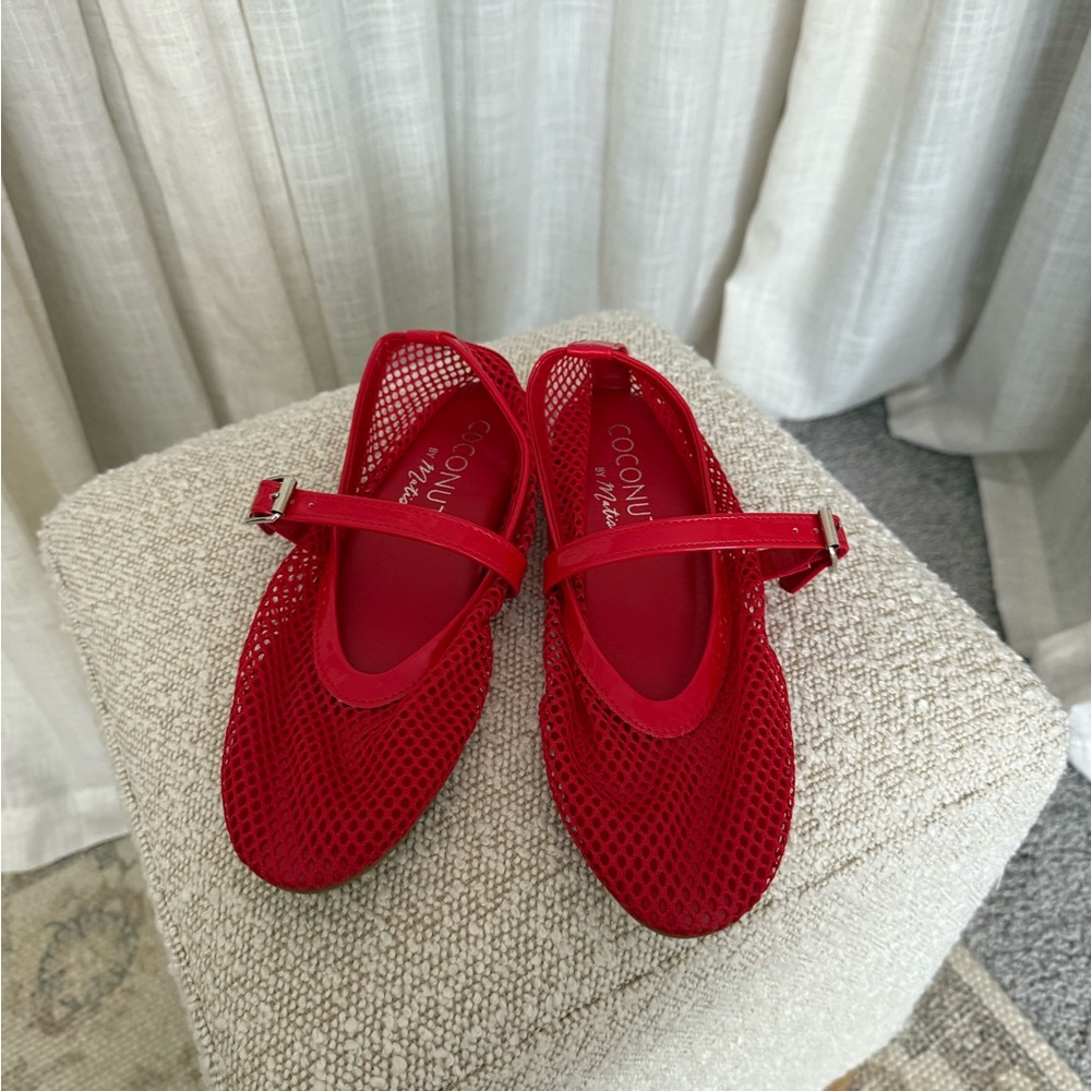 Coconuts by Matisse Red Mesh Mary Jane Flats